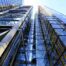 glass curtain wall system on a tall building